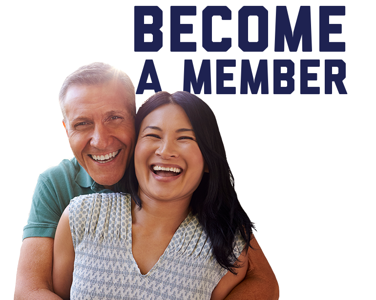 Become a Member title with a happy man and woman in the foreground.
