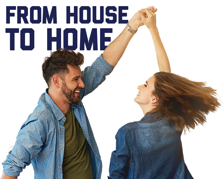 From House to Home title with couple dancing in the foreground.